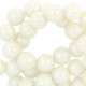 Glassbeads pearl glitter 8mm Light greenish beige